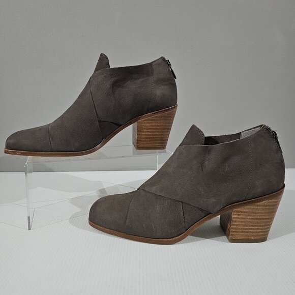 NEW Eileen Fisher Ember Low Ankle Bootie Women 10 Taupe Brown Leather Block Heel - Picture 2 of 13